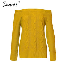 Load image into Gallery viewer, Simplee Off shoulder twist women knitted plus size sweaters Elegant slim fit pullover and sweater 2018 Autumn winter female tops